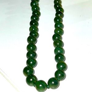 Natural JADE 8mm hand knotted 30” necklace